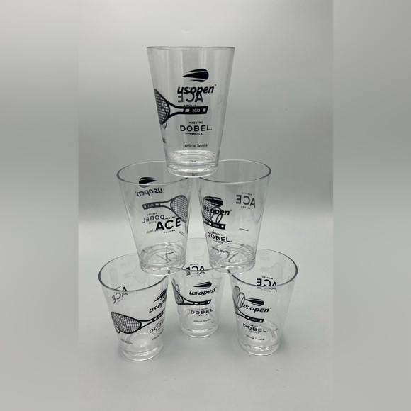 A Set Of 6 US OPEN Tennis 2023 Maestro DOBEL Tequila Cups Limited Edition